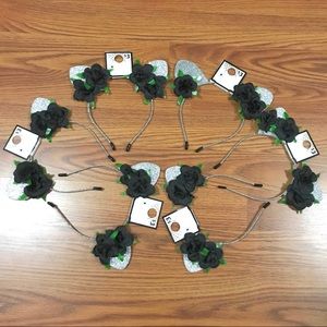 Cat Ears w/ Black Rose Headbands- Lot of 6 NWT